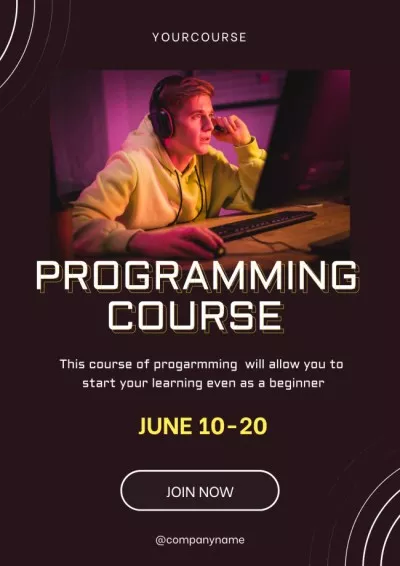 Young Guy at Online Programming Course Student council Posters