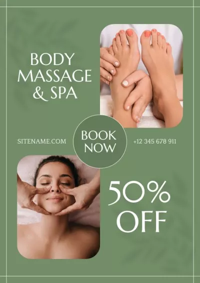 Body Massage and Spa Services Offer Pharmacy Posters
