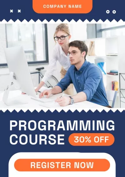 Programming Course Ad with Discount Student council Posters