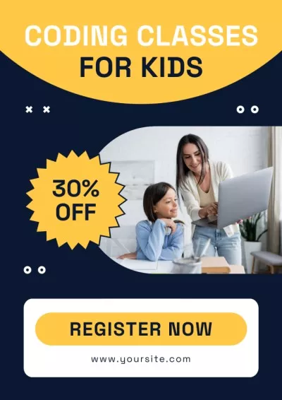 Kid with Teacher on Coding Class Student council Posters