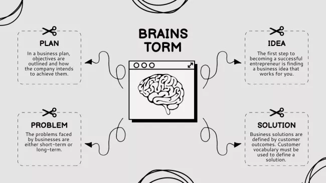 Brainstorm In Four Categories In Grey