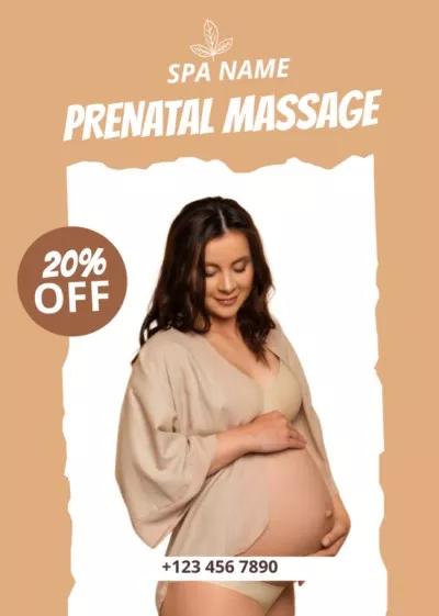 Prenatal Massage Advertisement with Beautiful Pregnant Woman Babysitting Flyers
