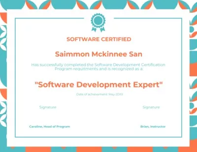 Award to Software Development Expert Certificates