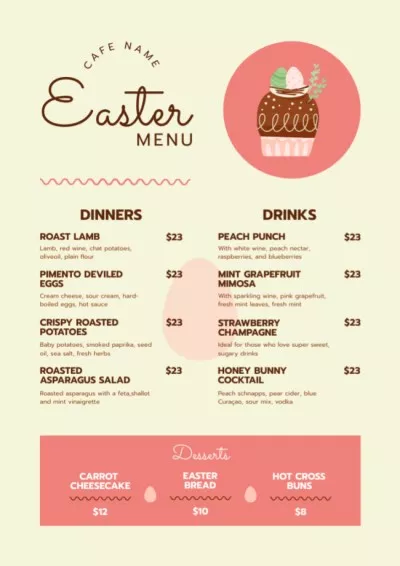 Easter Offer of Festive Meals with Sweet Cupcake Menu Maker