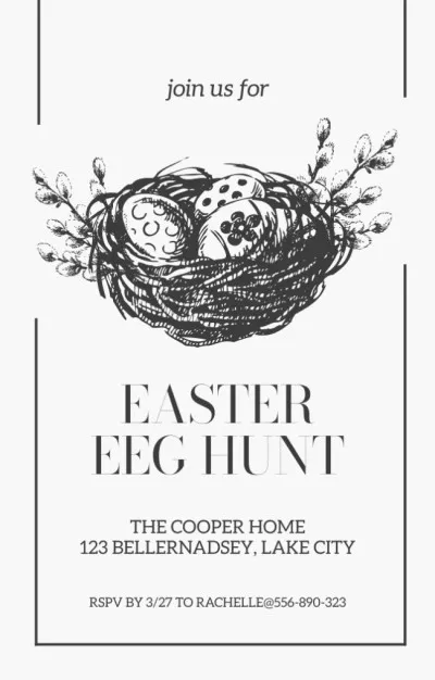 Easter Egg Hunt Announcement with Eggs in the Nest Invitations