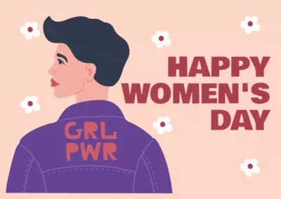 International Women's Day Greeting with Feminist Woman Postcards