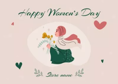 Women's Day Greeting with Muslim Woman Greeting Card Maker