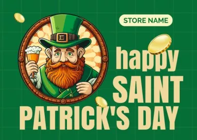Happy St. Patrick's Day Greeting with Red Bearded Man