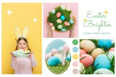 Cheerful Little Girl Celebrating Easter Mood Board