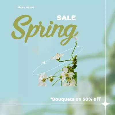 Spring Sale Announcement with Cherry Blossoms