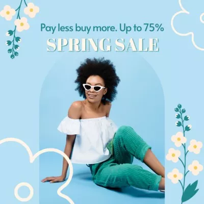 Spring Sale Offer with Stylish African American Woman