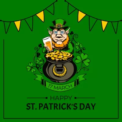 Happy St. Patrick's Day Greetings With Red Haired Bearded Man