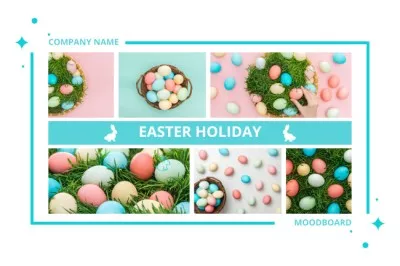 Easter Holiday Collage with Colorful Eggs Mood Board