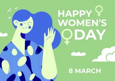 Women's Day Greeting with Cute Illustration Greeting Card Maker