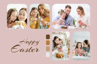 Collage of Happy Family Preparing for Easter Mood Board