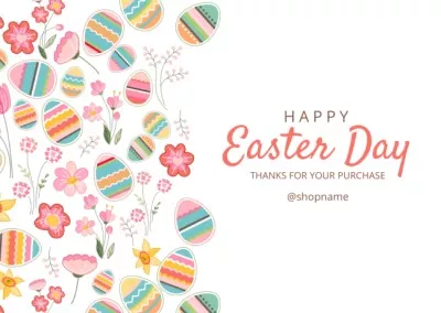 Easter Greeting with Colored Easter Eggs on White Thanksgiving Cards