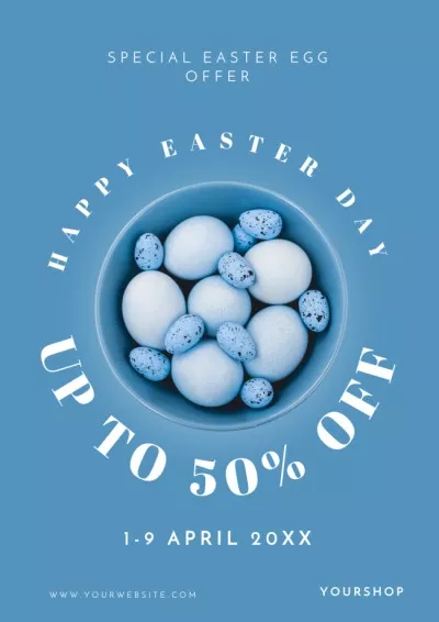Easter Sale Offer with Blue Quail and Chicken Eggs