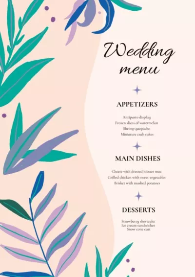 Floral Cartoon Design of Wedding Menu Maker