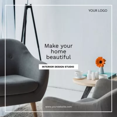 Services of Interior Designers Ad with Stylish Armchair