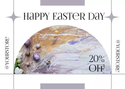 Easter Discount Offer with Painted Chicken and Quail Eggs Easter Cards