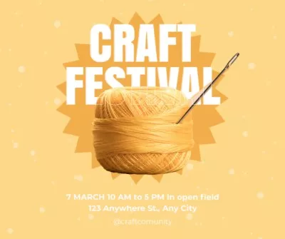 Handicraft Festival Invitation with Skein of Thread