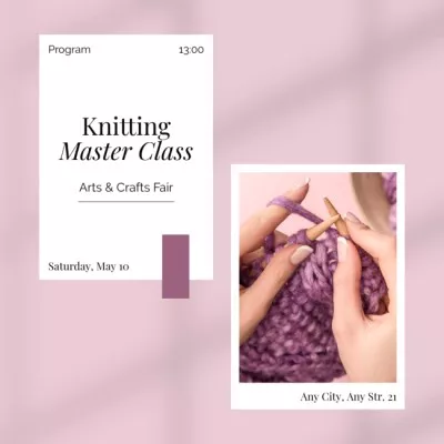 Knitting Workshop Announcement on Purple