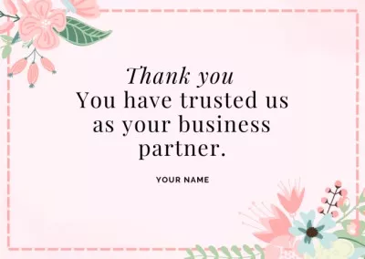 Thank You Message For Business Partner Thank You Cards