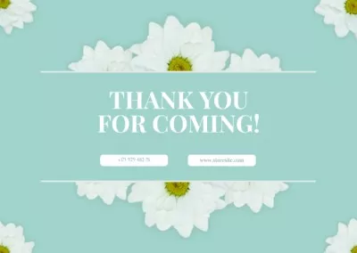 Thank You Message with White Chrysanthemum Flowers Thank You Cards