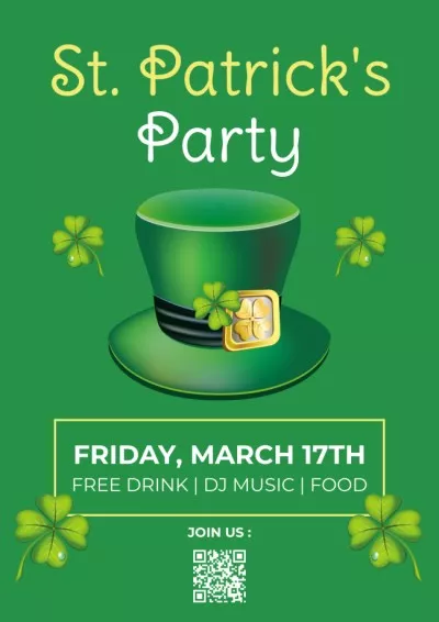 Green Hat St. Patrick's Day Party Announcement Event Posters