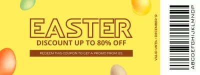 Easter Discount Offer with Traditional Dyed Eggs on Yellow Coupons