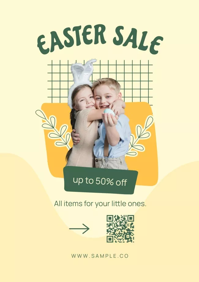 Easter Sale Announcement with Cute Little Kids