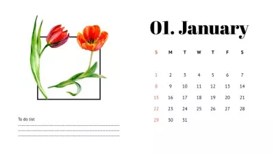 Illustration of Beautiful Red Flowers Photo Calendars