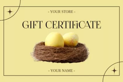 Yellow Painted Easter Eggs in Decorative Nest Gift Certificate