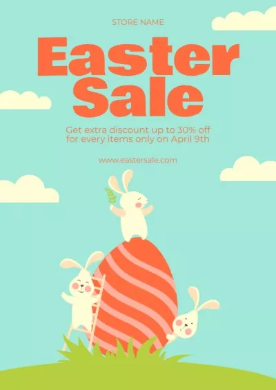 Easter Sale Offer with Easter Bunnies and Eggs Easter Posters