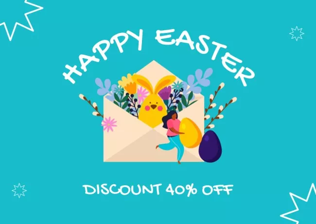 Easter Discount Announcement in Blue