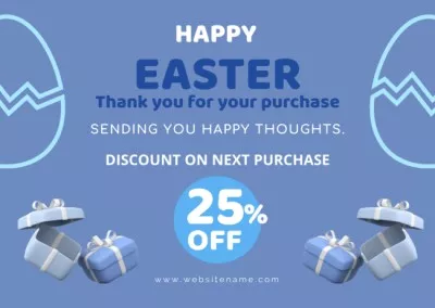 Thank You Message with Blue Gift Boxes Easter Cards