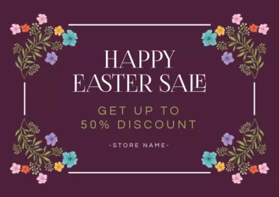 Easter Sale Announcement with Spring Flowers Easter Cards
