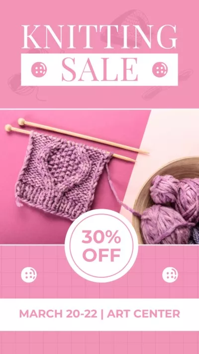 Knitting Sale Offer With Yarn In Basket