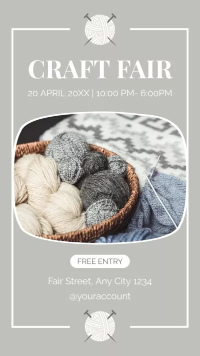 Craft Fair Announcement In Spring With Yarn