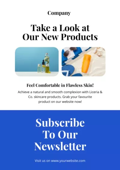 Beauty and Skincare Products Blue Newsletter Maker