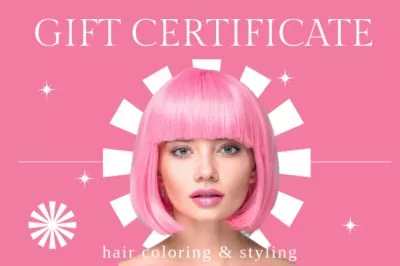 Offer of Hair Coloring and Styling with Woman with Bright Hair Gift Certificate
