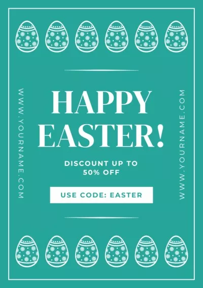 Traditional Easter Eggs on Blue for Easter Sale Easter Posters