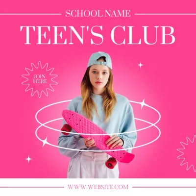 Teen's Club With Skateboard In Pink