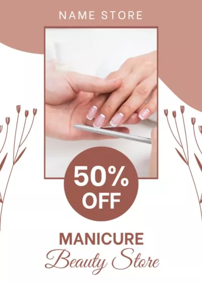 Discount Offer of Manicure in Beauty Salon Babysitting Flyers