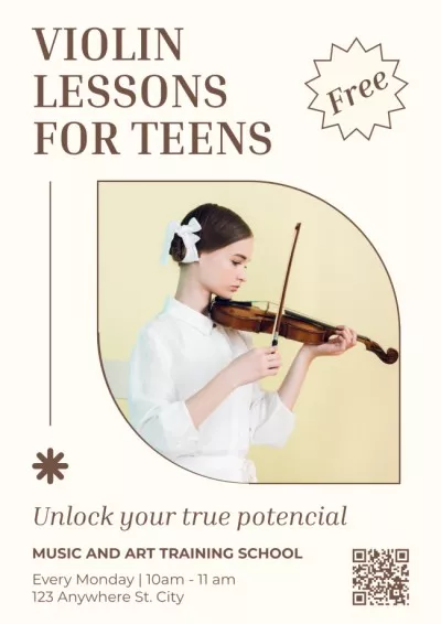 Violin Lessons For Teens Announcement School Posters