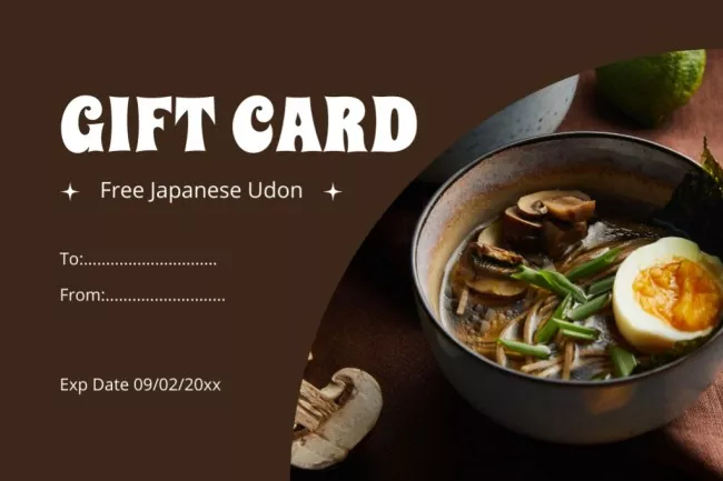 Gift Voucher for Free Japanese Udon