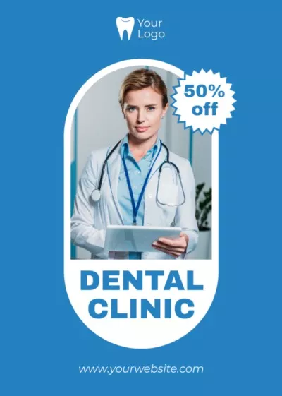 Discount Offer in Dental Clinic with Confident Doctor Babysitting Flyers