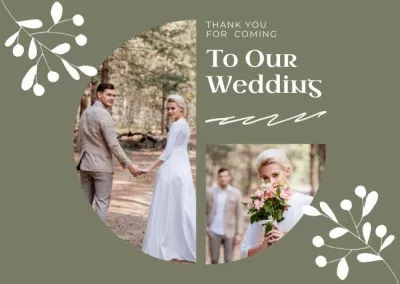 Thank You Message with Wedding Couple Love Cards