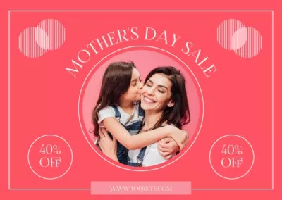 Mother's Day Sale with Girl kissing Mom Greeting Card Maker