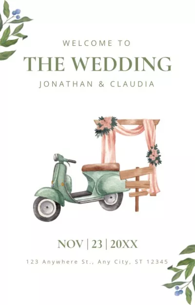 Wedding Announcement with Moped and Elegant Decoration Bridal Shower Invitations